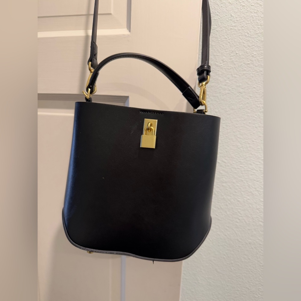 Mango Black Mini-shopper with rear padlock bucket bag